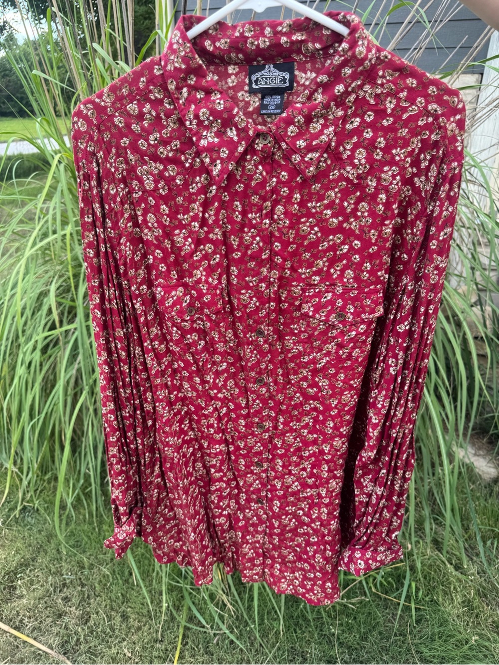 Angie Red Floral Button-Down Shirt